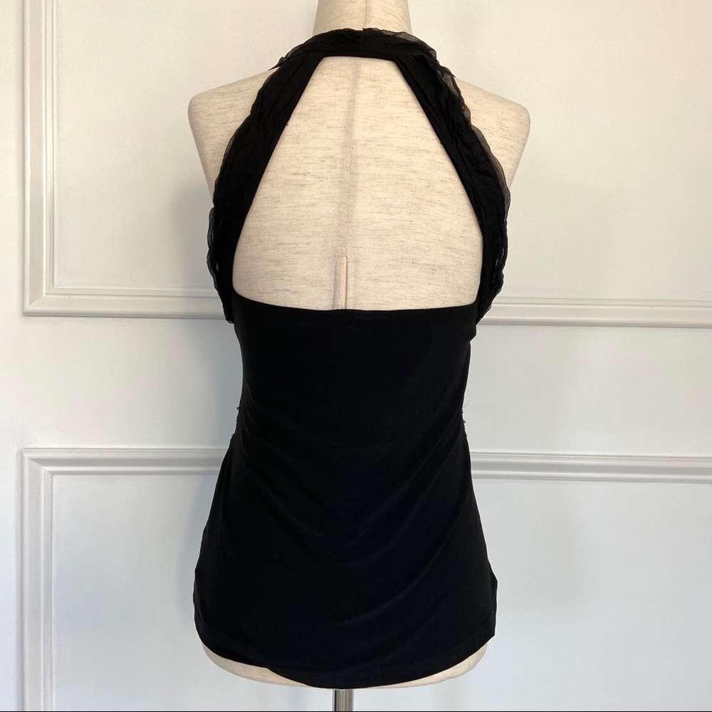 Amanda Adams Couture Beaded Black Halter Top L - Picture 5 of 11